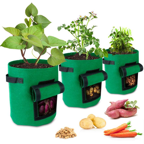 2Pack Plant Growing Bags Potato Vegetable Planter Bags Breathable Planting Fabric Pots w/ Harvest Window 5Gallons