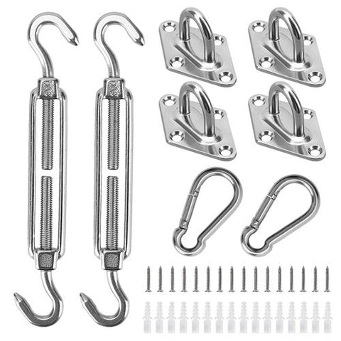 Sun Shade Sail Hardware Kit Stainless Steel Canopy Installation Kit Fixing Accessory for Rectangular Square Shade Sail Installation