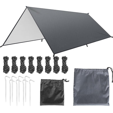 Waterproof Camping Tarp Kit Tent Canopy Rain Fly Awning Shelter for Outdoor Picnic Hammock Hiking Backpacking Travelling UV Protection 9.84*16.4ft