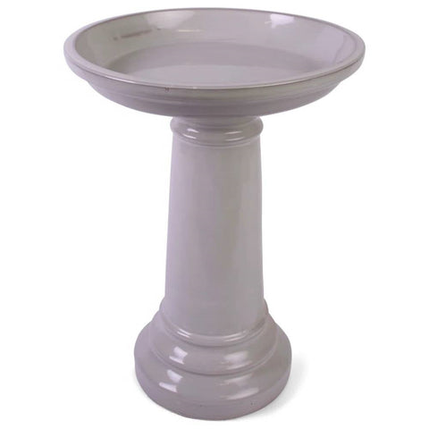 Beige Taupe Cream Ceramic Outdoor Garden Pedestal Birdbath