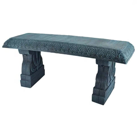 Black Fiber-Clay Resin Outdoor Garden Bench in Stone Finish