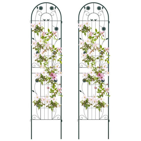 2 Pack - 7-ft Galvanized Steel Outdoor Garden Trellis in Green Metal Finish