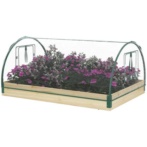 Mini Raised Garden Bed Planter Box Greenhouse Combo with Clear PVC Cover