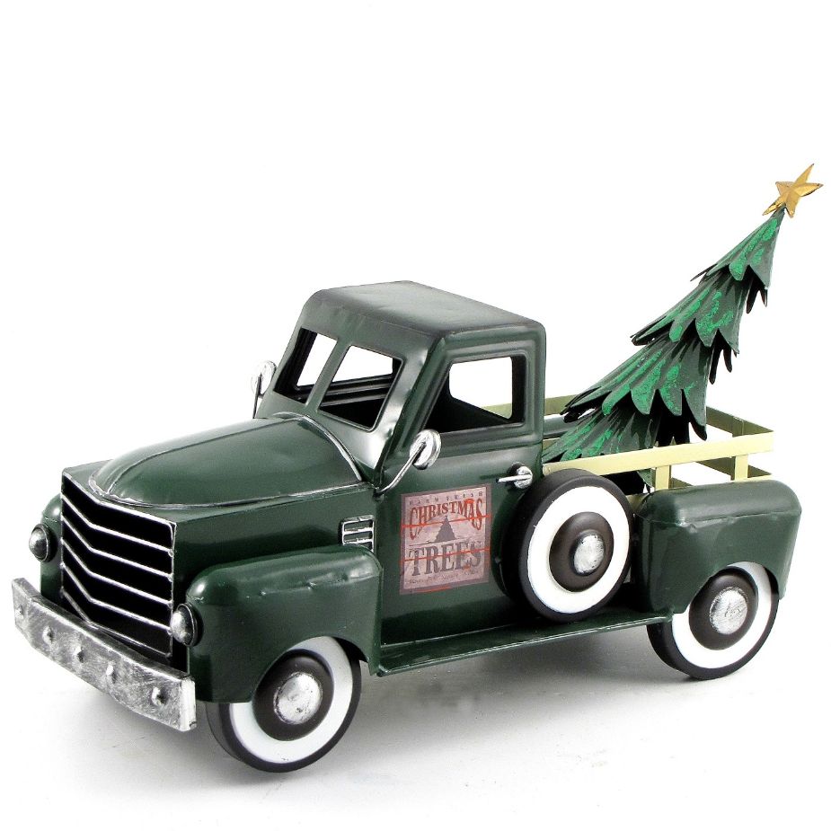 1pc Red Truck Christmas Decor Vintage Red Truck With Mini Christmas Tree  Ornaments, Handcrafted Old Metal Pickup Truck Car Model Decor For Christmas  T