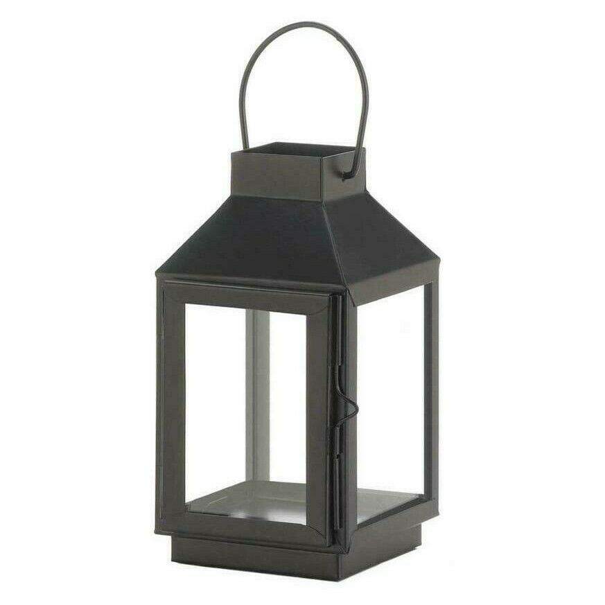 Gray Distressed Square Metal Mini Lantern